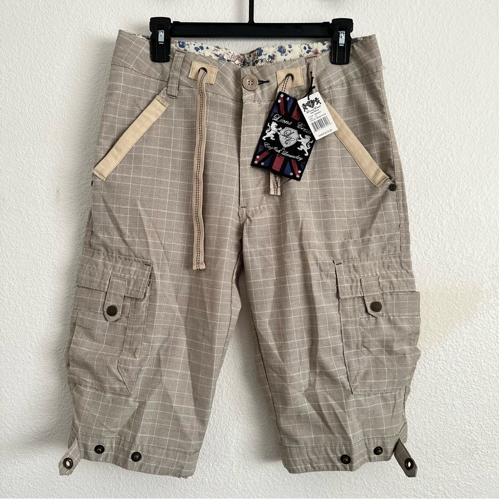 Lion’s Crest by English Laundry - Beige Plaid Cargo Shorts - Picture 13 of 15